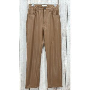 Abercrombie & Fitch Faux Leather Pants Size 26 The 90s Straight Ultra Rise Brown